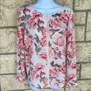 INC Floral Blouse Top Loose Flow career Work Size 2